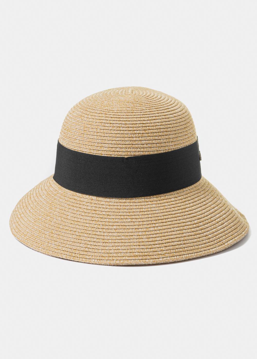 Mixed Brown Straw Hat w/ Black Bow 